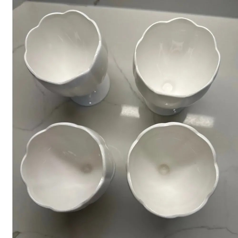 Vintage Set of 4 Porcelain Ice Cream Cups Una Porcelain by Norpro Tulip Dessert